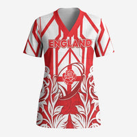 England Red Rose Rugby Custom Scrub Top Sporty Style - Wonder Print Shop