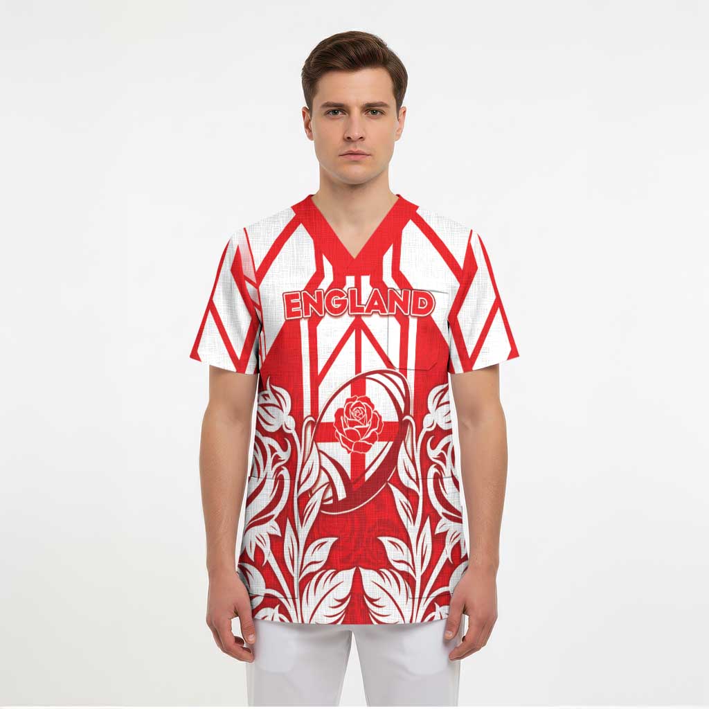 England Red Rose Rugby Custom Scrub Top Sporty Style - Wonder Print Shop