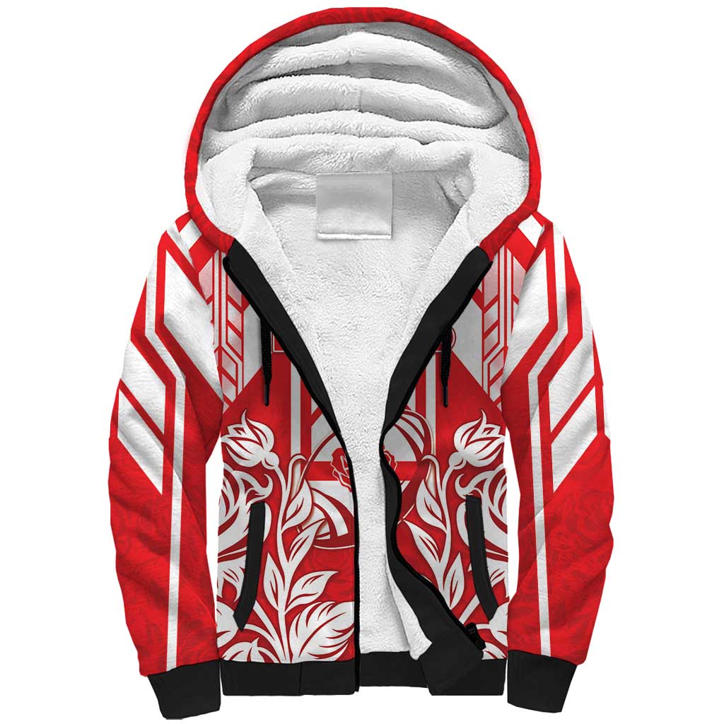 England Red Rose Rugby Custom Sherpa Hoodie Sporty Style - Wonder Print Shop