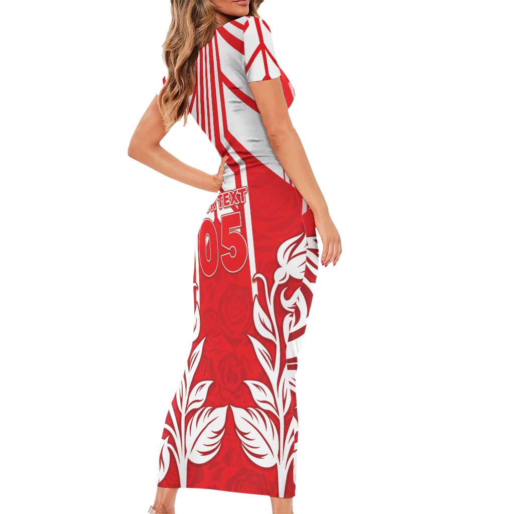 England Red Rose Rugby Custom Short Sleeve Bodycon Dress Sporty Style - Wonder Print Shop