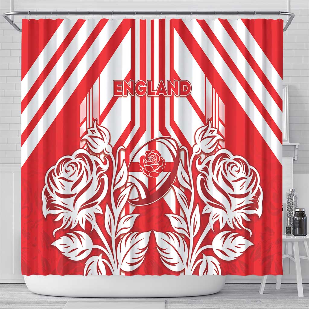 England Red Rose Rugby Shower Curtain Sporty Style - Wonder Print Shop