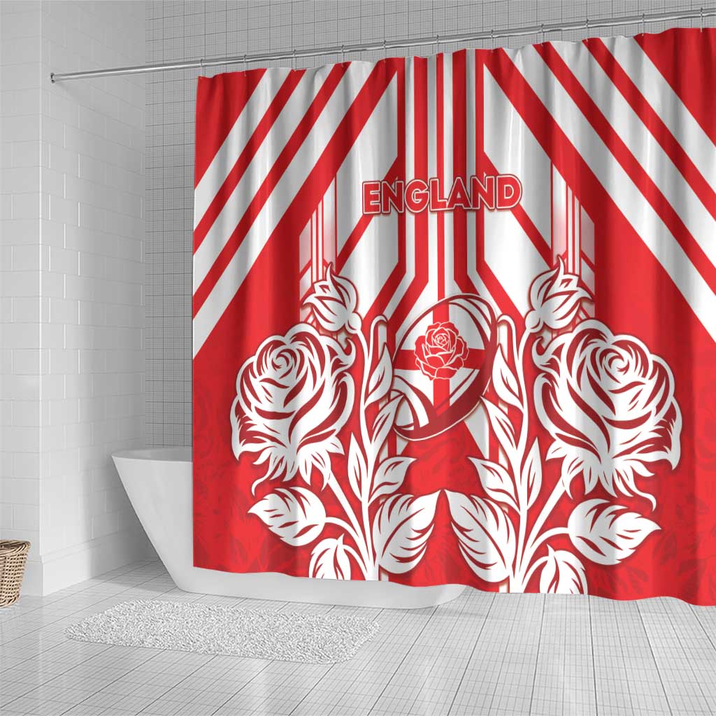 England Red Rose Rugby Shower Curtain Sporty Style - Wonder Print Shop