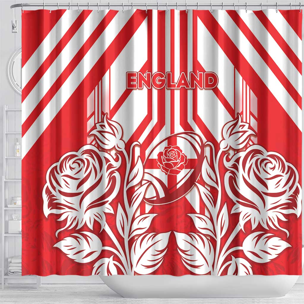 England Red Rose Rugby Shower Curtain Sporty Style - Wonder Print Shop