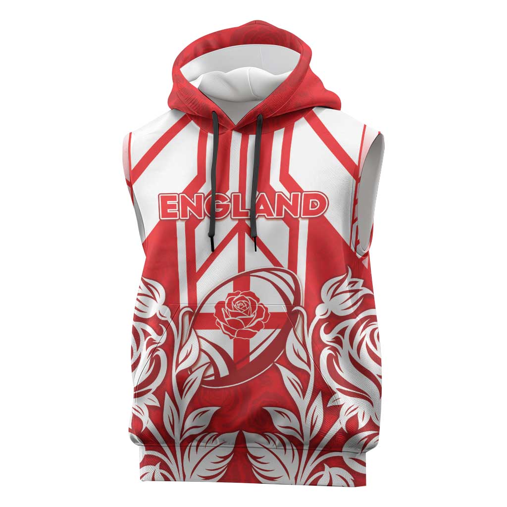 England Red Rose Rugby Custom Sleeveless Hoodie Sporty Style - Wonder Print Shop