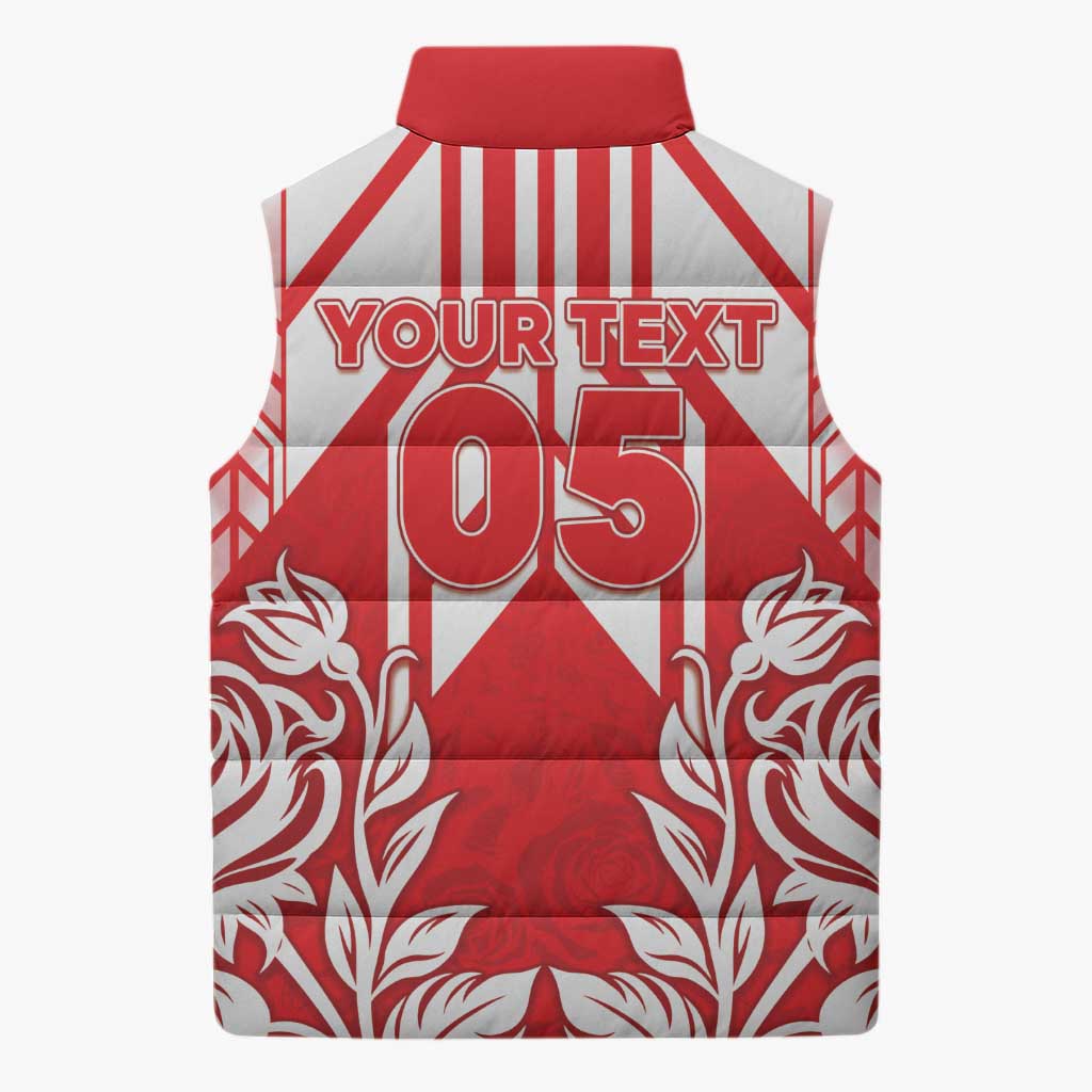 England Red Rose Rugby Custom Sleeveless Puffer Jacket Sporty Style - Wonder Print Shop