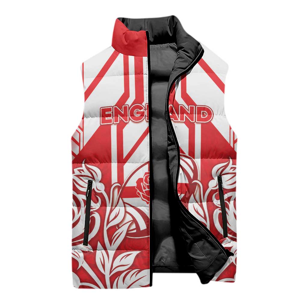 England Red Rose Rugby Custom Sleeveless Puffer Jacket Sporty Style - Wonder Print Shop