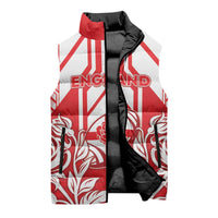 England Red Rose Rugby Custom Sleeveless Puffer Jacket Sporty Style - Wonder Print Shop