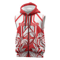 England Red Rose Rugby Custom Sleeveless Zip Hoodie Sporty Style - Wonder Print Shop