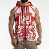 England Red Rose Rugby Custom Sleeveless Zip Hoodie Sporty Style - Wonder Print Shop