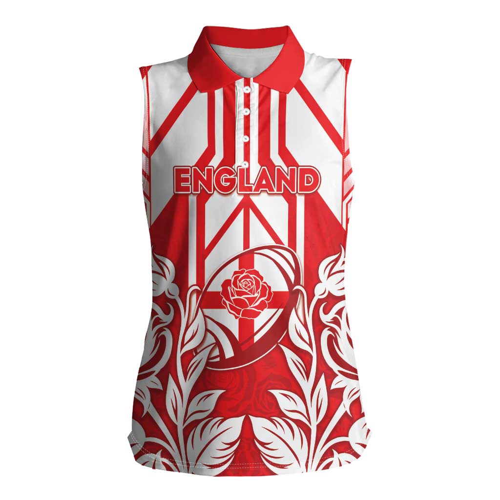 England Red Rose Rugby Custom Women Sleeveless Polo Shirt Sporty Style - Wonder Print Shop