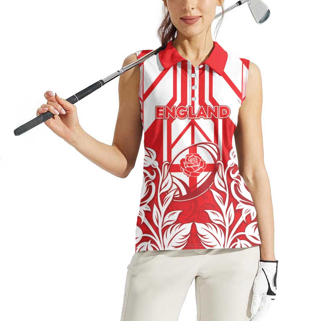 England Red Rose Rugby Custom Women Sleeveless Polo Shirt Sporty Style - Wonder Print Shop