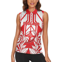 England Red Rose Rugby Custom Women Sleeveless Polo Shirt Sporty Style - Wonder Print Shop