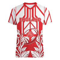 England Red Rose Rugby Custom Women V-Neck T-Shirt Sporty Style - Wonder Print Shop
