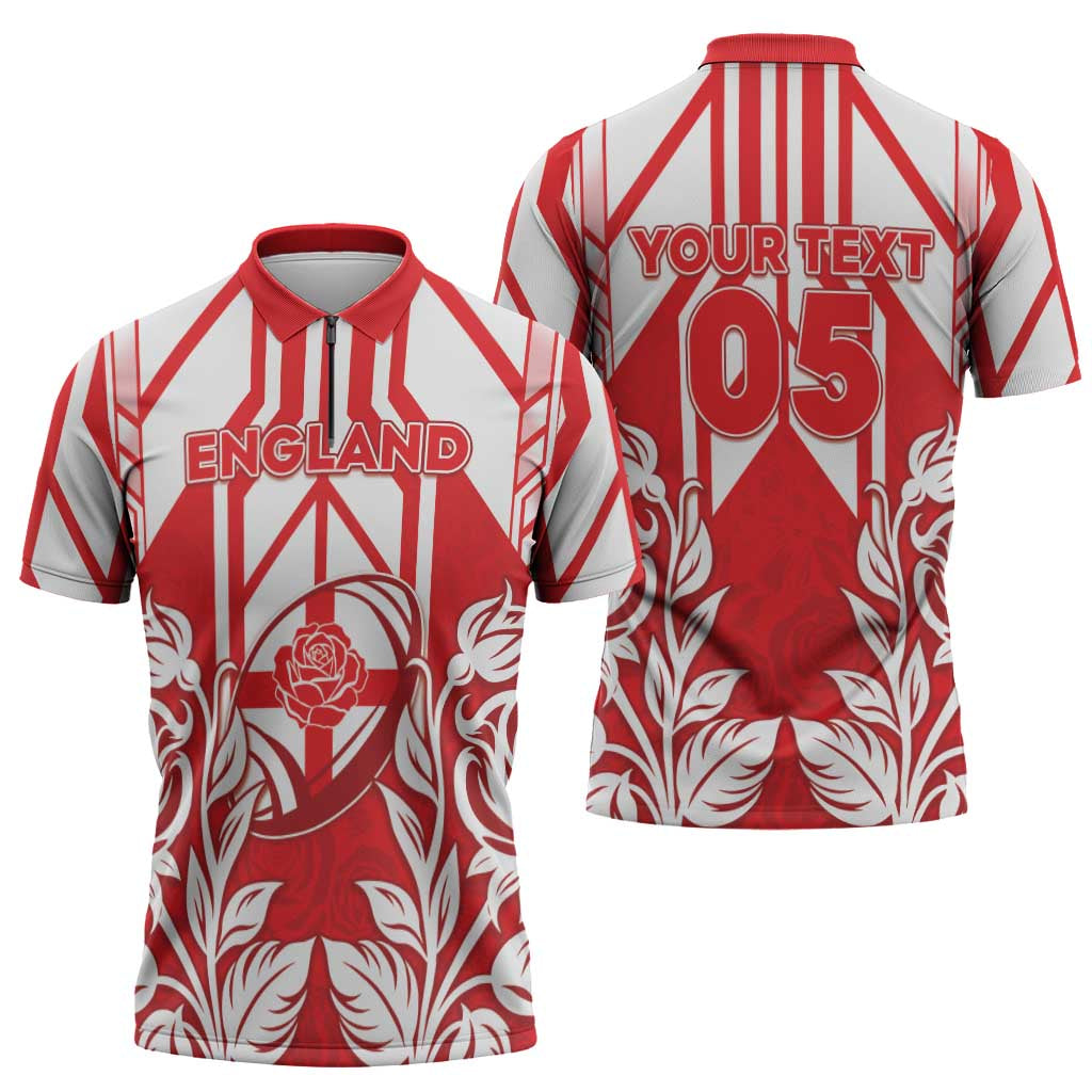 England Red Rose Rugby Custom Zipper Polo Shirt Sporty Style - Wonder Print Shop
