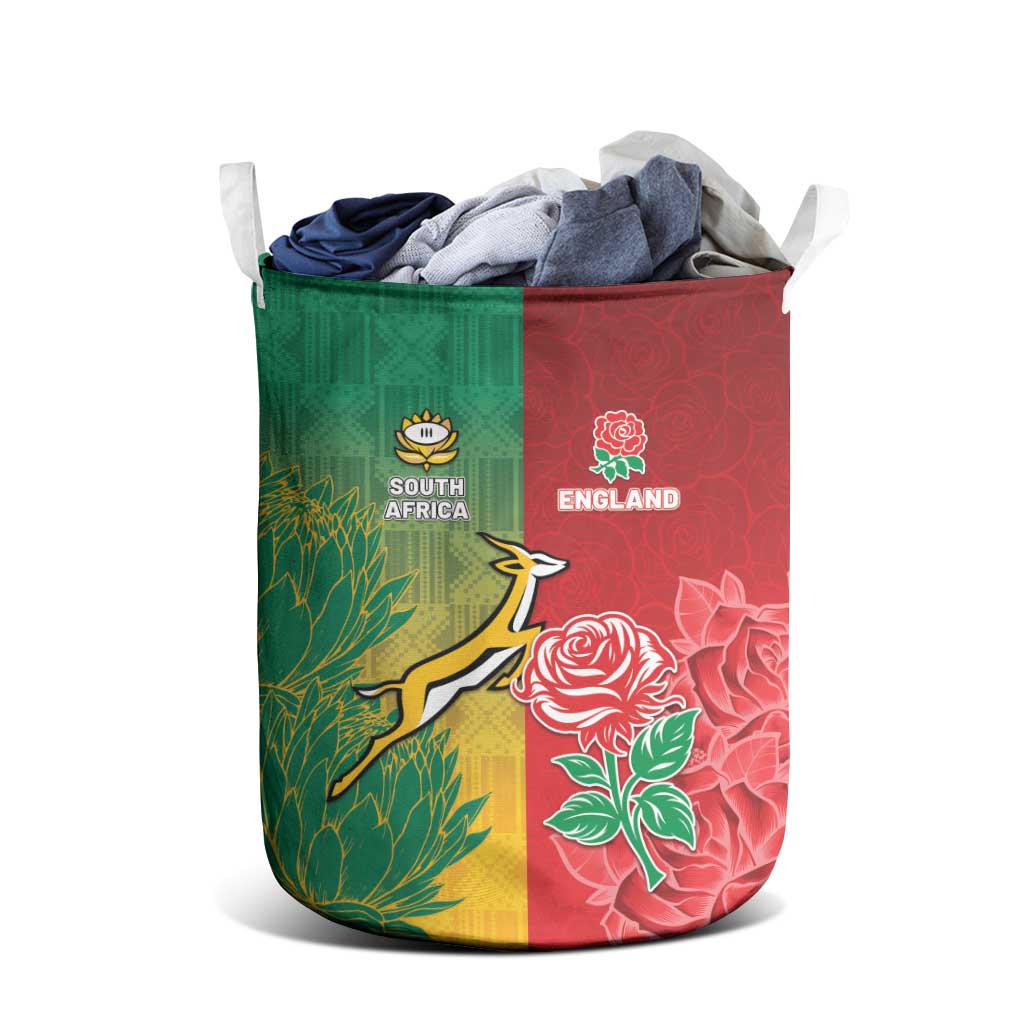 South Africa And England Rugby Laundry Basket Springboks And Red Rose Together - Wonder Print Shop