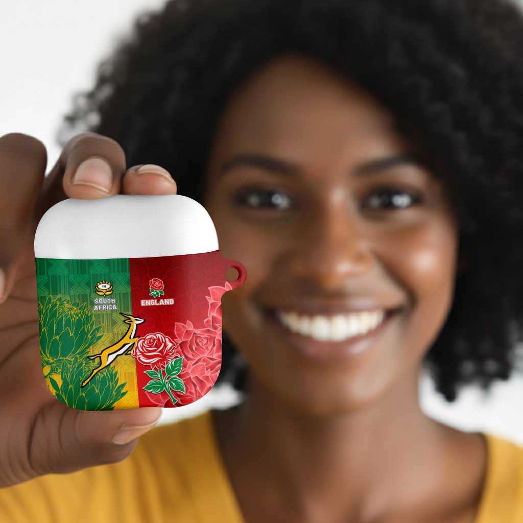 South Africa And England Rugby AirPods Case Springboks And Red Rose Together - Wonder Print Shop