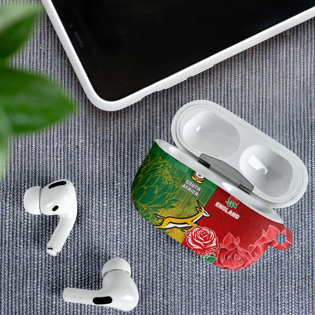 South Africa And England Rugby AirPods Case Springboks And Red Rose Together - Wonder Print Shop
