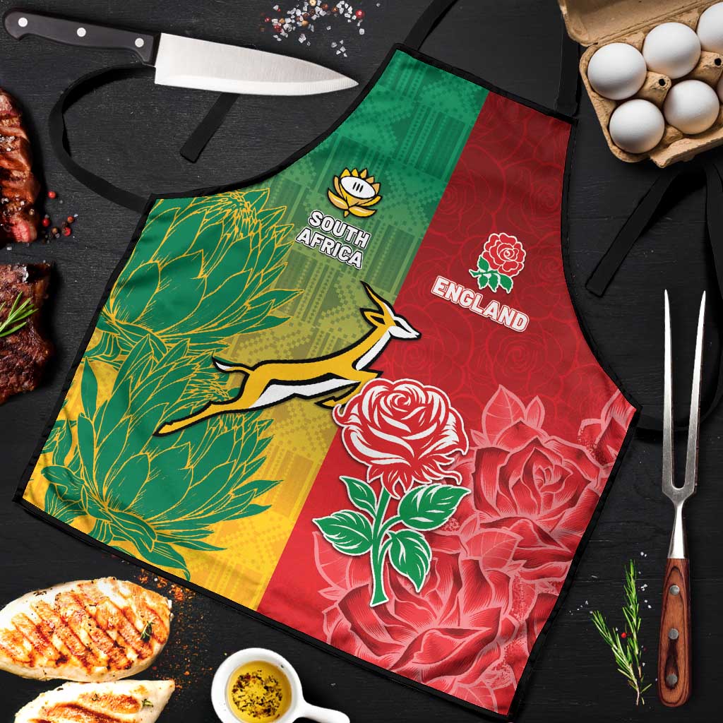 South Africa And England Rugby Apron Springboks And Red Rose Together - Wonder Print Shop