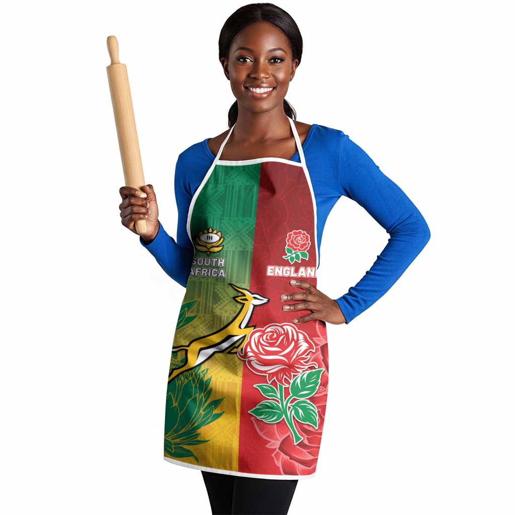 South Africa And England Rugby Apron Springboks And Red Rose Together - Wonder Print Shop