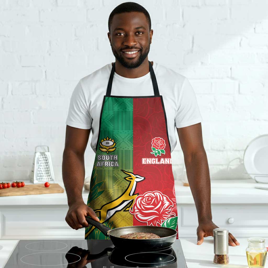 South Africa And England Rugby Apron Springboks And Red Rose Together - Wonder Print Shop