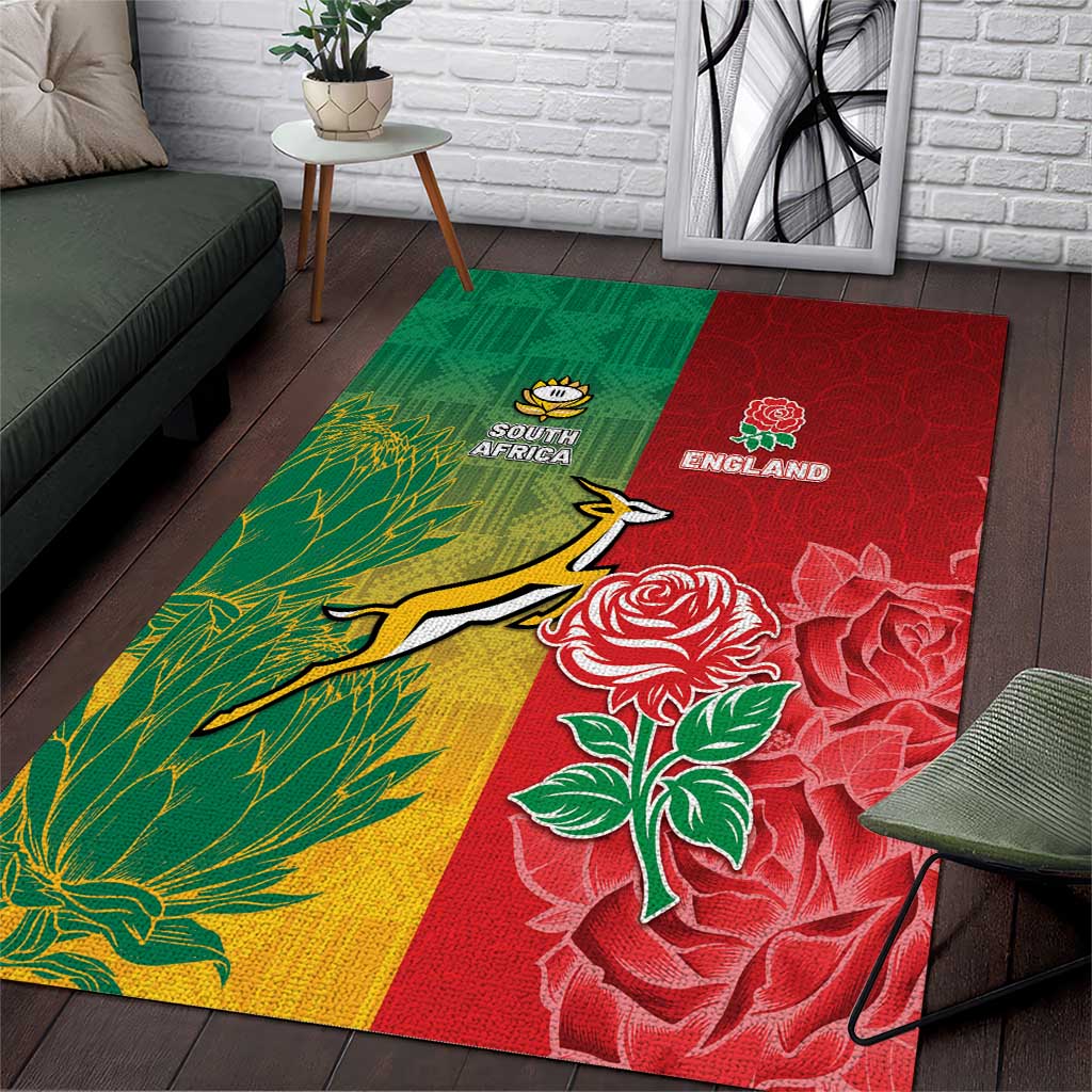 South Africa And England Rugby Area Rug Springboks And Red Rose Together - Wonder Print Shop