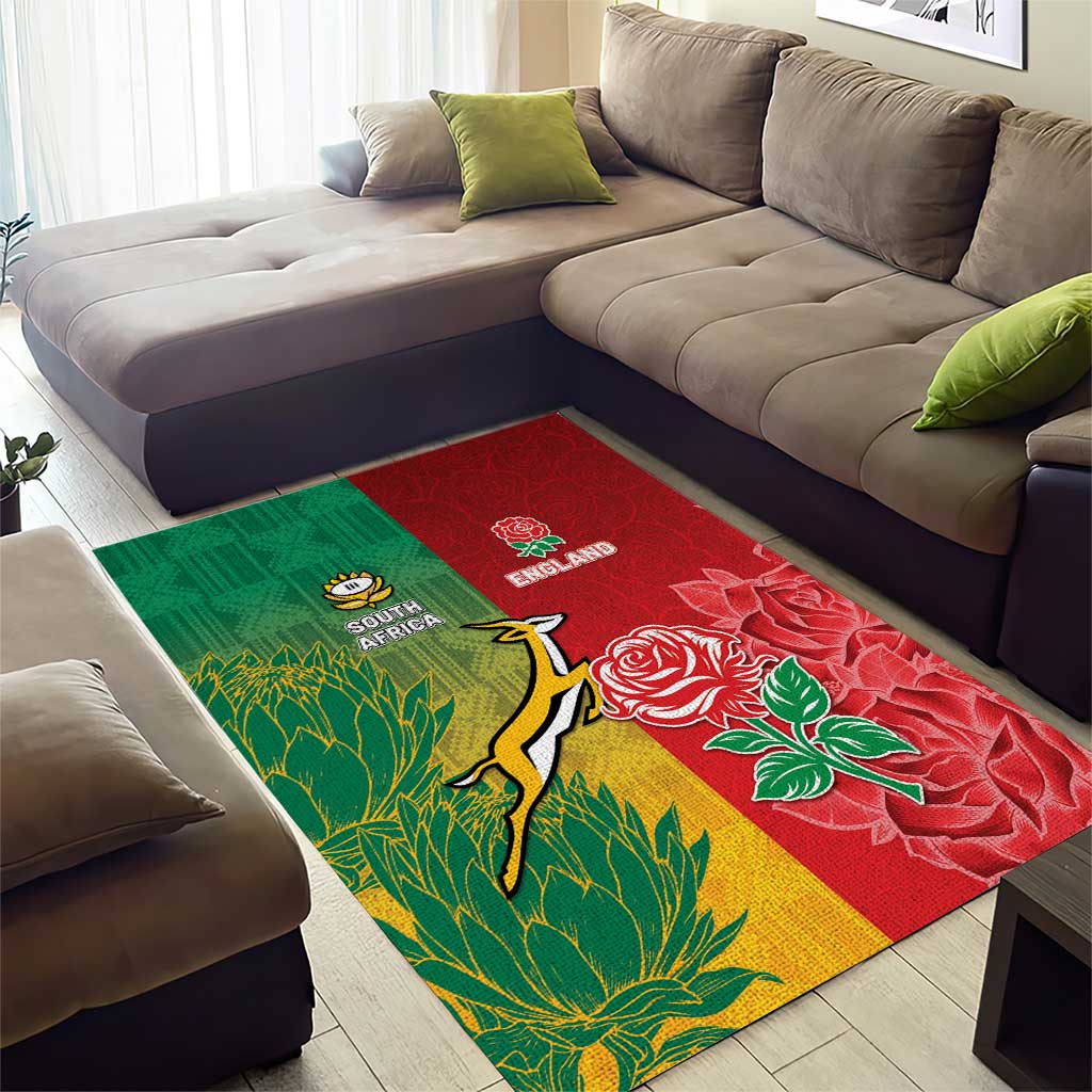 South Africa And England Rugby Area Rug Springboks And Red Rose Together - Wonder Print Shop