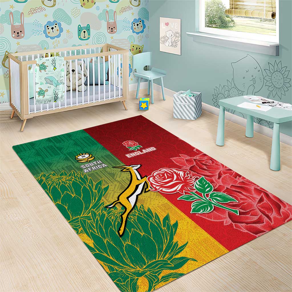 South Africa And England Rugby Area Rug Springboks And Red Rose Together - Wonder Print Shop