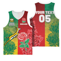 South Africa And England Rugby Custom Basketball Jersey Springboks And Red Rose Together - Wonder Print Shop