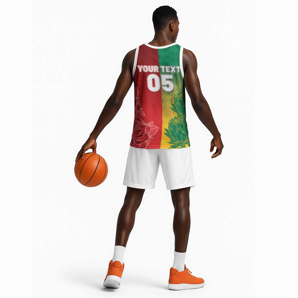 South Africa And England Rugby Custom Basketball Jersey Springboks And Red Rose Together - Wonder Print Shop