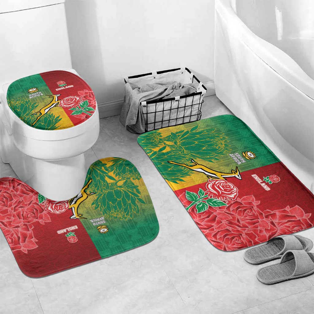 South Africa And England Rugby Bathroom Set Springboks And Red Rose Together - Wonder Print Shop