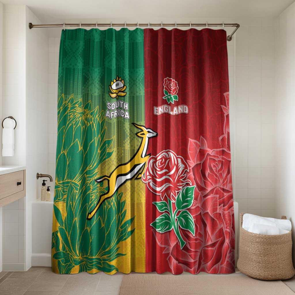 South Africa And England Rugby Bathroom Set Springboks And Red Rose Together - Wonder Print Shop