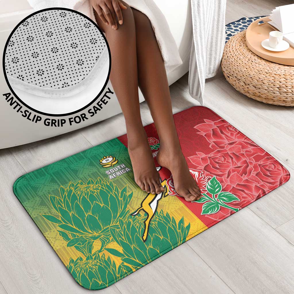 South Africa And England Rugby Bathroom Set Springboks And Red Rose Together - Wonder Print Shop