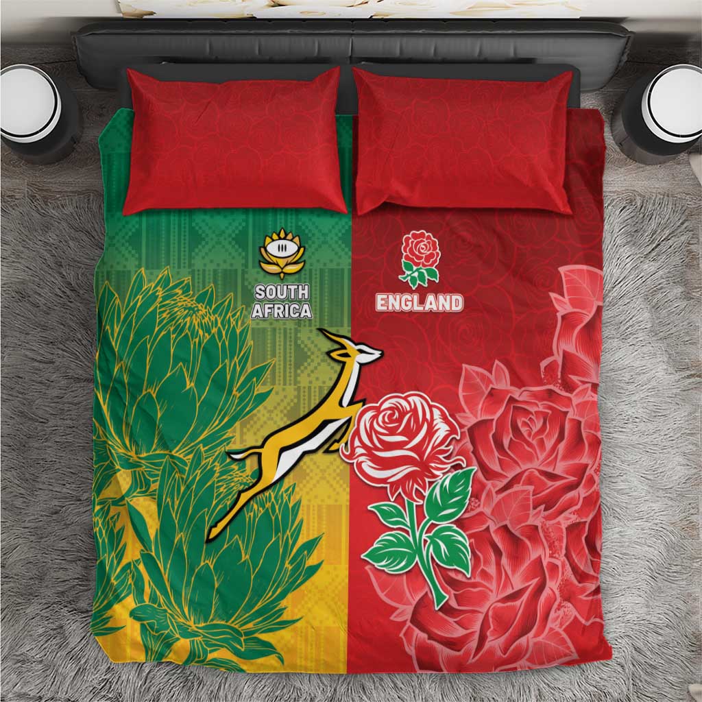 South Africa And England Rugby Bedding Set Springboks And Red Rose Together - Wonder Print Shop