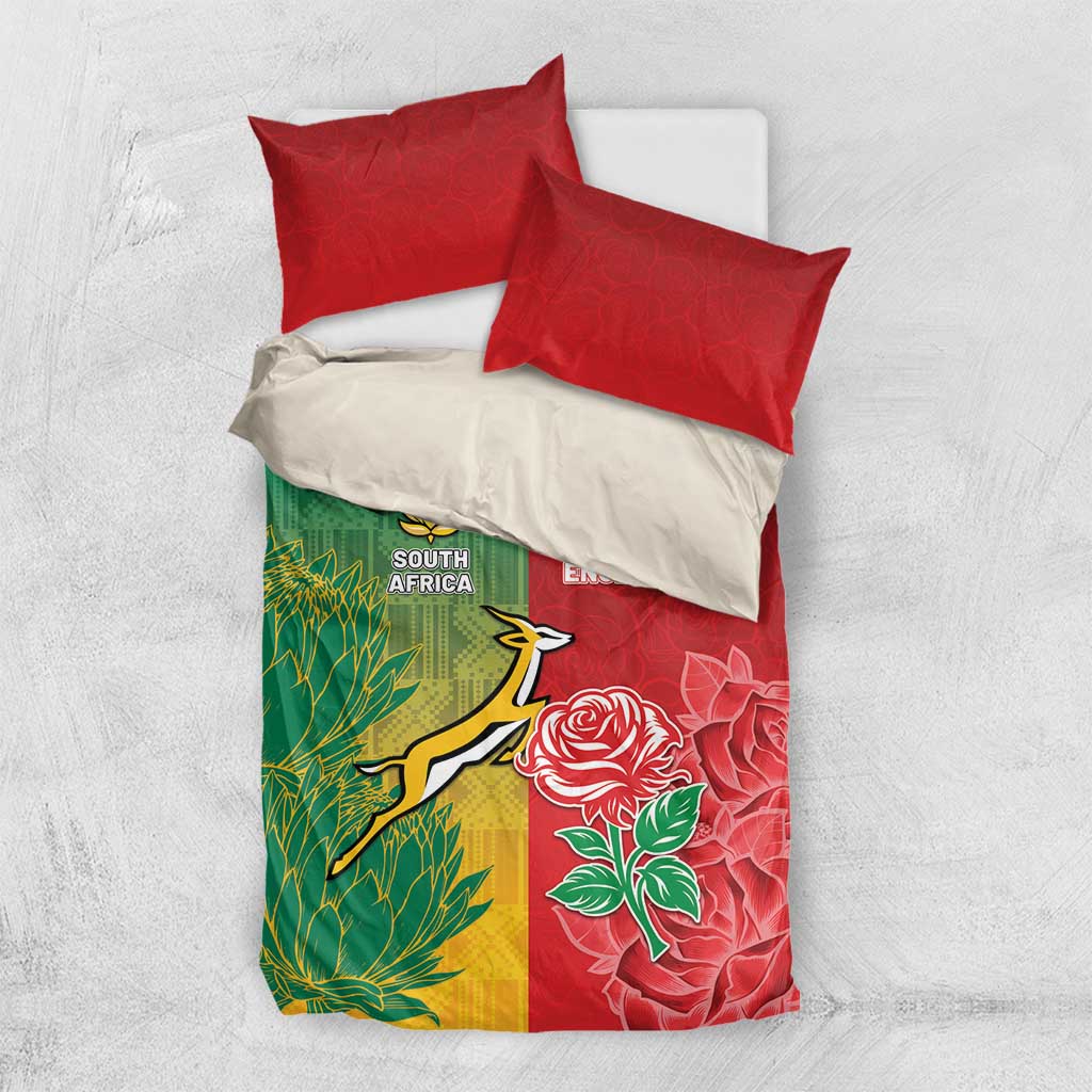 South Africa And England Rugby Bedding Set Springboks And Red Rose Together - Wonder Print Shop
