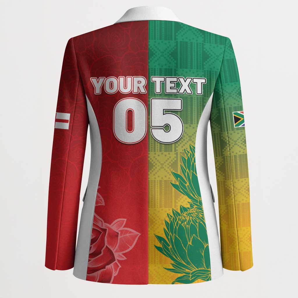 South Africa And England Rugby Custom Blazer Springboks And Red Rose Together - Wonder Print Shop
