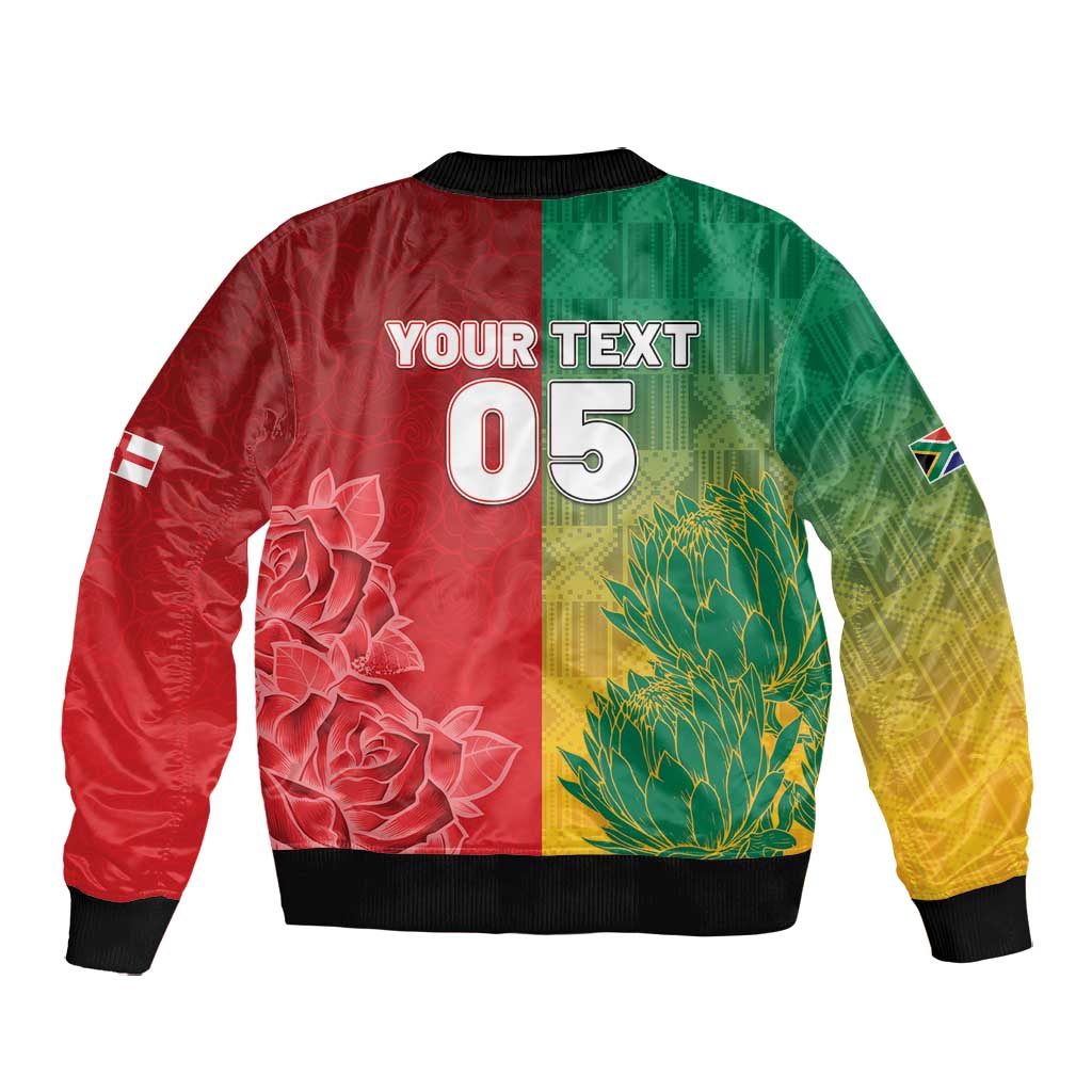 South Africa And England Rugby Custom Bomber Jacket Springboks And Red Rose Together - Wonder Print Shop