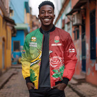South Africa And England Rugby Custom Bomber Jacket Springboks And Red Rose Together - Wonder Print Shop
