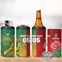 South Africa And England Rugby Custom 4 in 1 Can Cooler Tumbler Springboks And Red Rose Together - Wonder Print Shop