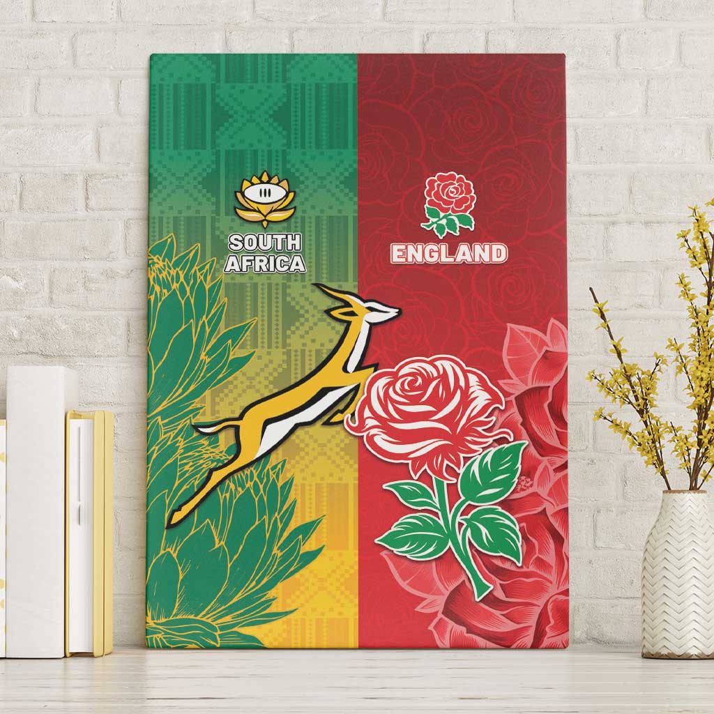South Africa And England Rugby Canvas Wall Art Springboks And Red Rose Together - Wonder Print Shop