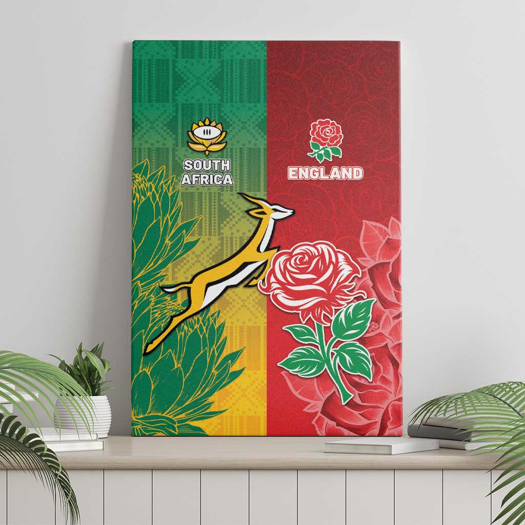 South Africa And England Rugby Canvas Wall Art Springboks And Red Rose Together - Wonder Print Shop