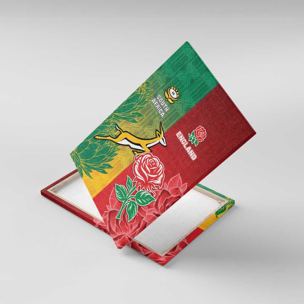 South Africa And England Rugby Canvas Wall Art Springboks And Red Rose Together - Wonder Print Shop