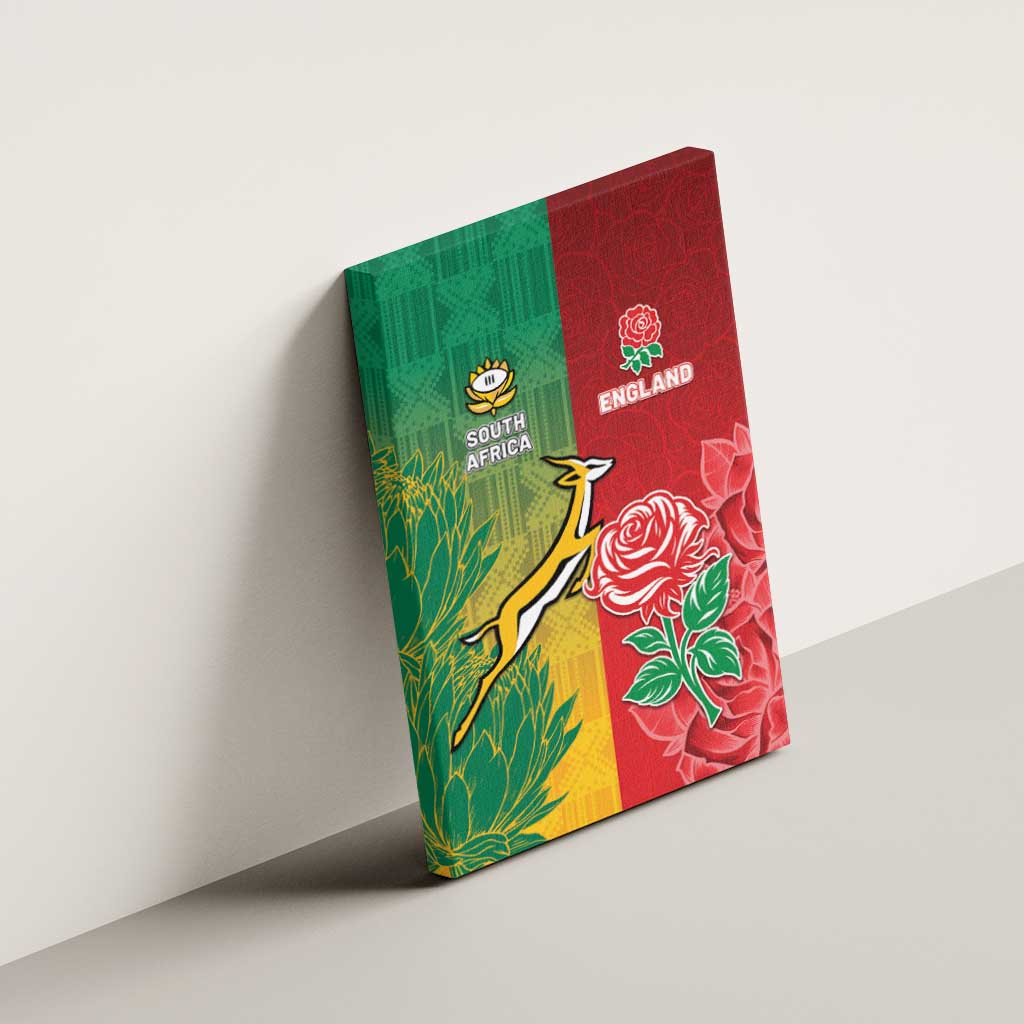 South Africa And England Rugby Canvas Wall Art Springboks And Red Rose Together - Wonder Print Shop