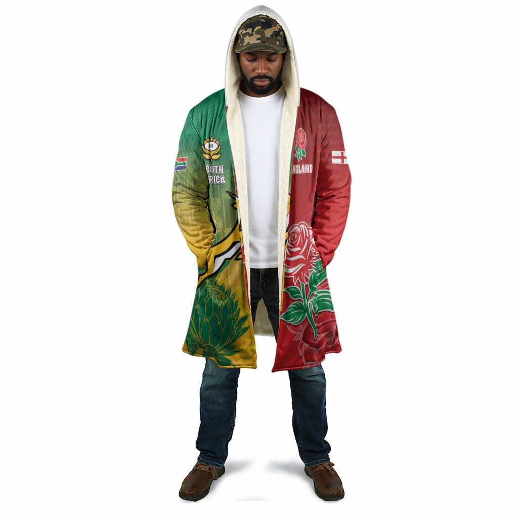 South Africa And England Rugby Custom Cloak Springboks And Red Rose Together - Wonder Print Shop
