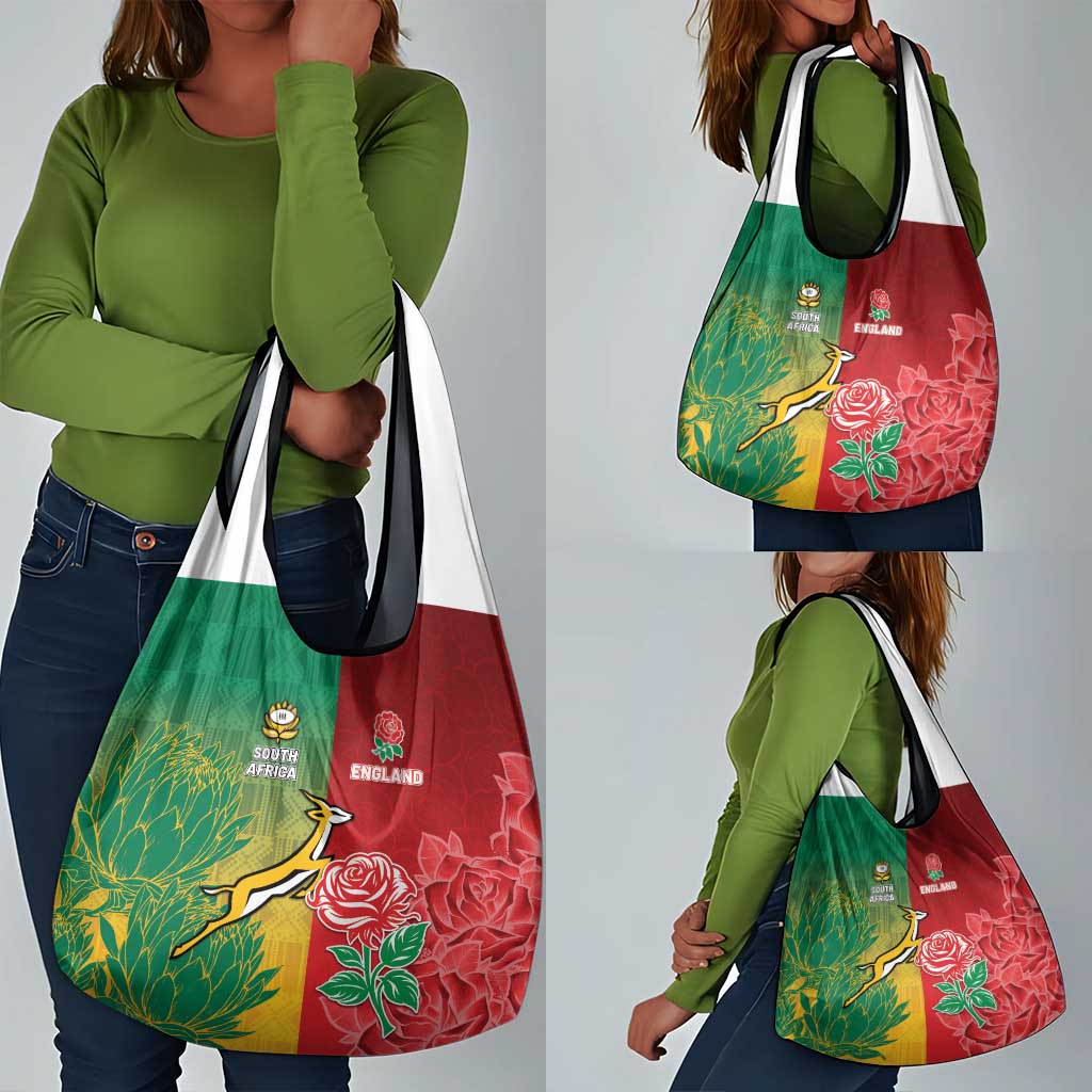 South Africa And England Rugby Grocery Bag Springboks And Red Rose Together - Wonder Print Shop