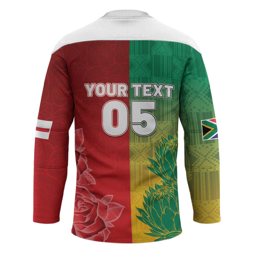 South Africa And England Rugby Custom Hockey Jersey Springboks And Red Rose Together - Wonder Print Shop