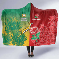 South Africa And England Rugby Hooded Blanket Springboks And Red Rose Together - Wonder Print Shop