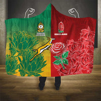 South Africa And England Rugby Hooded Blanket Springboks And Red Rose Together - Wonder Print Shop