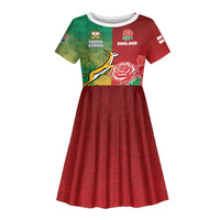 South Africa And England Rugby Custom Kid Short Sleeve Dress Springboks And Red Rose Together - Wonder Print Shop