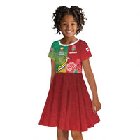 South Africa And England Rugby Custom Kid Short Sleeve Dress Springboks And Red Rose Together - Wonder Print Shop