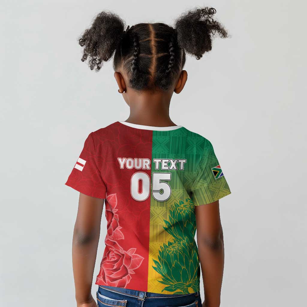 South Africa And England Rugby Custom Kid T shirt Springboks And Red Rose Together - Wonder Print Shop